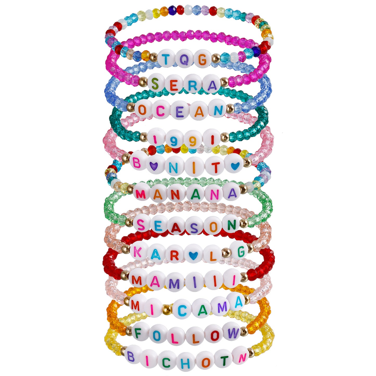Geometric Ins Style Plated Bracelet Set with Crystal Charms and Letter Accents for Women and Men