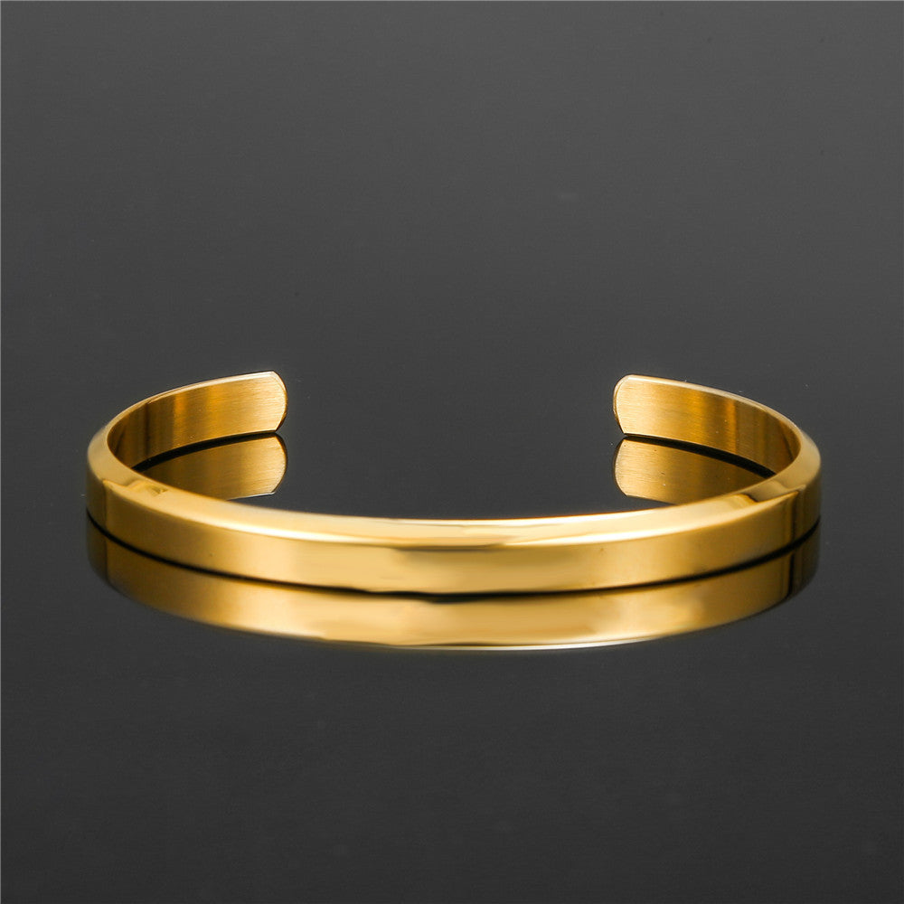 Minimalist Geometric Round Titanium Steel Plated Open Cuff Bracelet Unisex