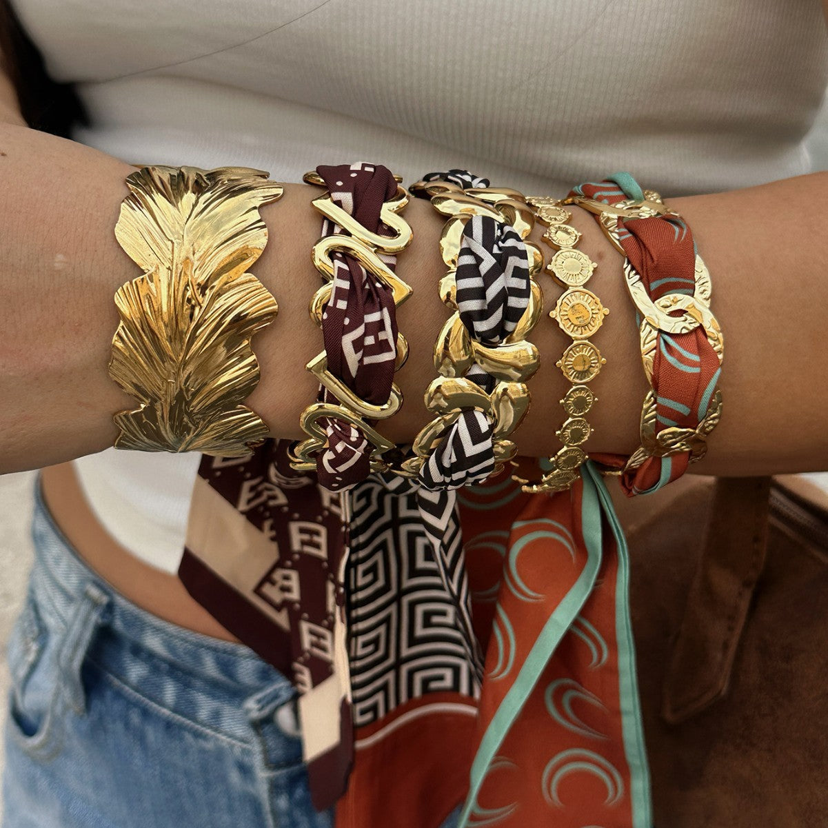 Elegant Irregular Hollow Heart Leaf Flower Stainless Steel Plated Open Cuff Bracelet for Women