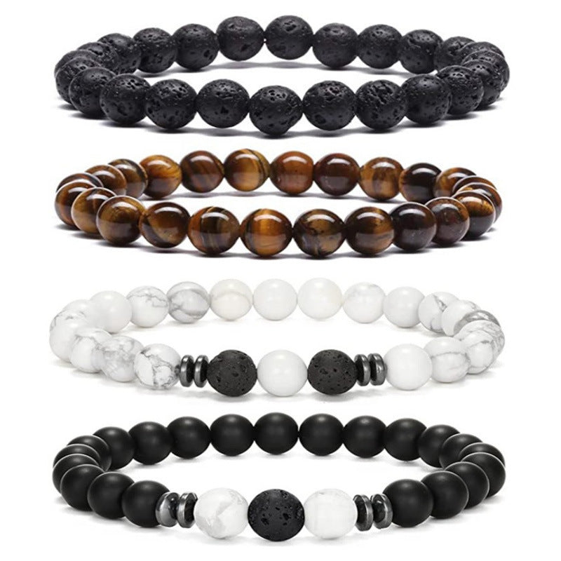 Minimalist Round Agate Geometric Bracelet Set Unisex