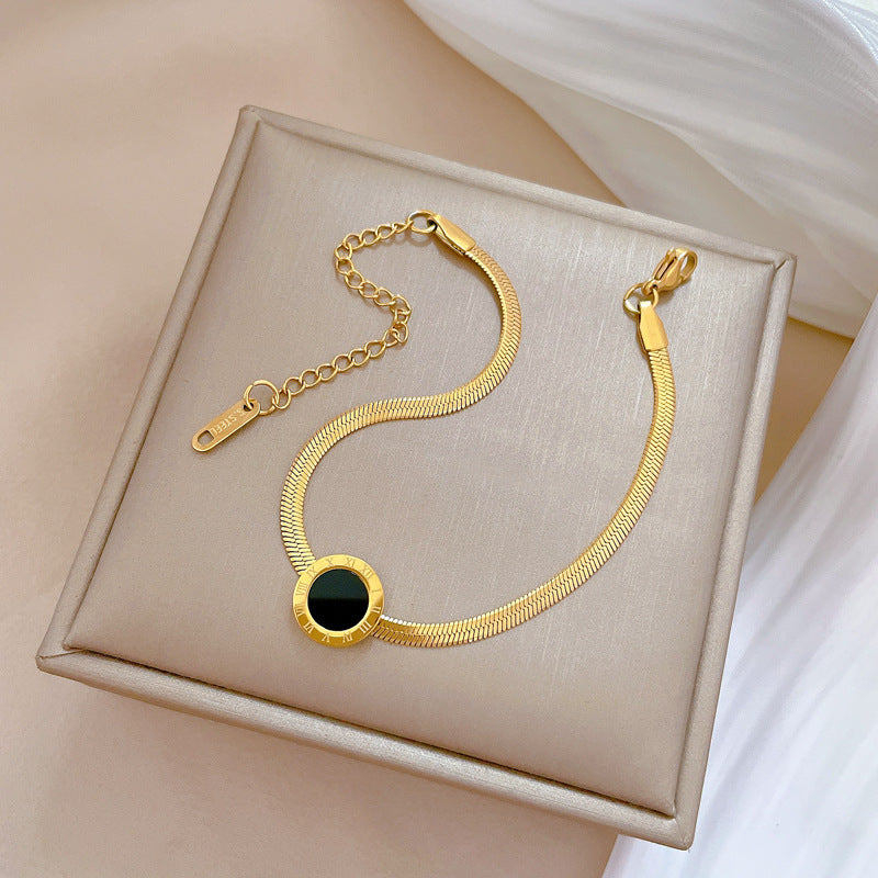 Bracciale Minimalista Geometrico Placcato in Acciaio al Titanio per Donna e Uomo con Design Numeri Romani Gioielli Eleganti di Lusso