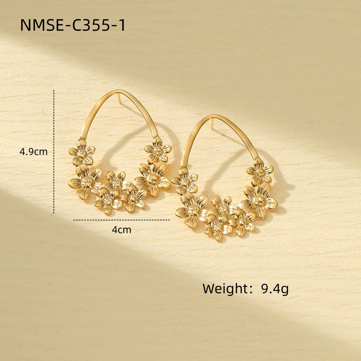 Elegantes Pendientes de Perlas de Acero Inoxidable con Forma Geométrica y Baño de Oro para Mujer