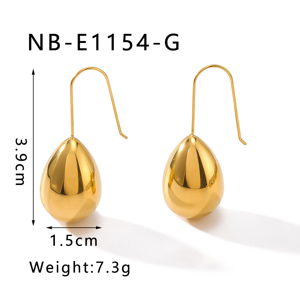 Geometric Waterdrop Earrings in Stainless Steel with 18K Gold Plating for Women — Polished, Hypoallergenic, Elegant Dangle Earrings