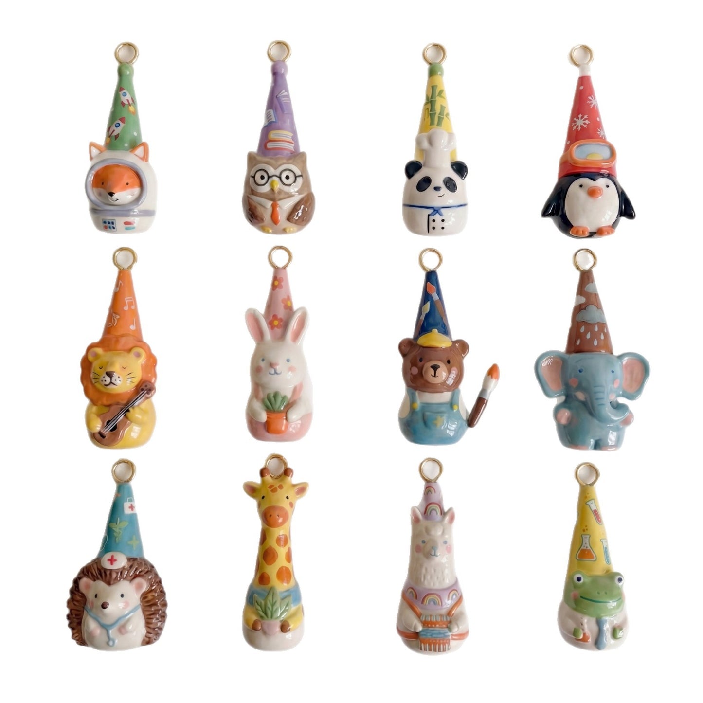 Vintage 18K Gold Plated Cartoon Animal Brass Drip Oil Pendant Charm Bar for Women
