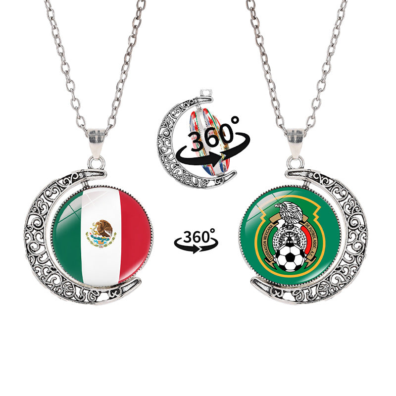 Collana a pendente a mezzaluna geometrica sportiva in lega con finitura galvanizzata per abbigliamento casual unisex