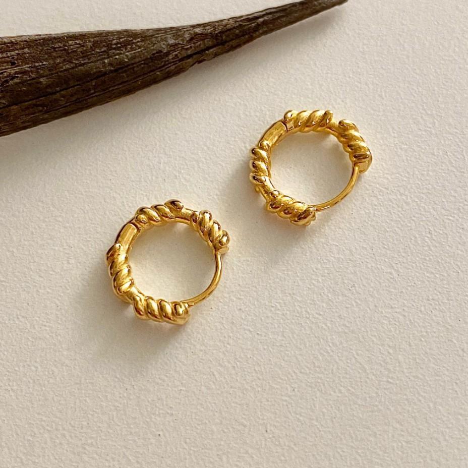 Orecchini a perno a spirale minimalisti in argento per donne con perni in argento Sterling 925 e finitura placcata