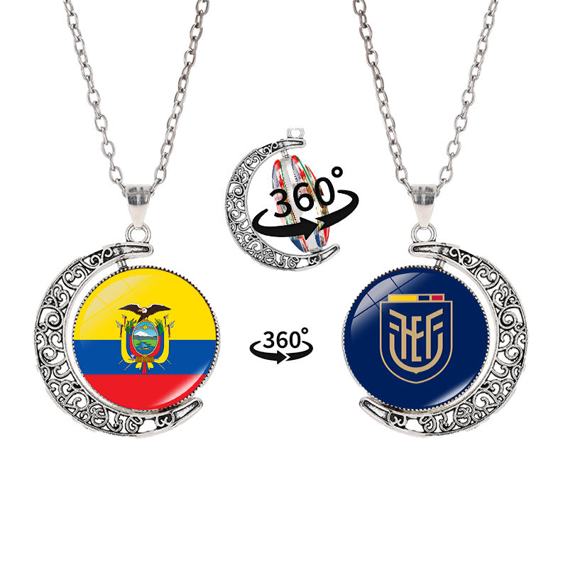 Collana a pendente a mezzaluna geometrica sportiva in lega con finitura galvanizzata per abbigliamento casual unisex
