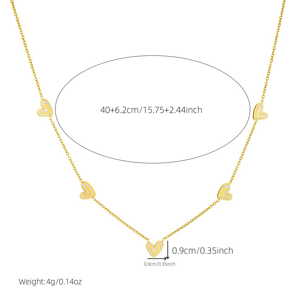 Elegant Business Heart Teardrop Stainless Steel Plated Jewelry Set for Women with Cable Chain