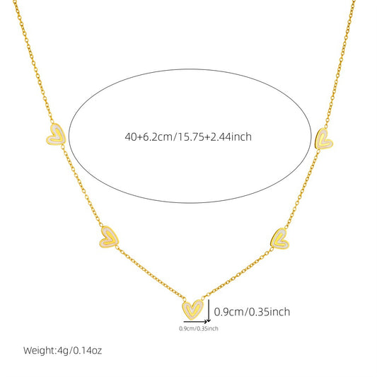 Elegant Business Heart Teardrop Stainless Steel Plated Jewelry Set for Women with Cable Chain