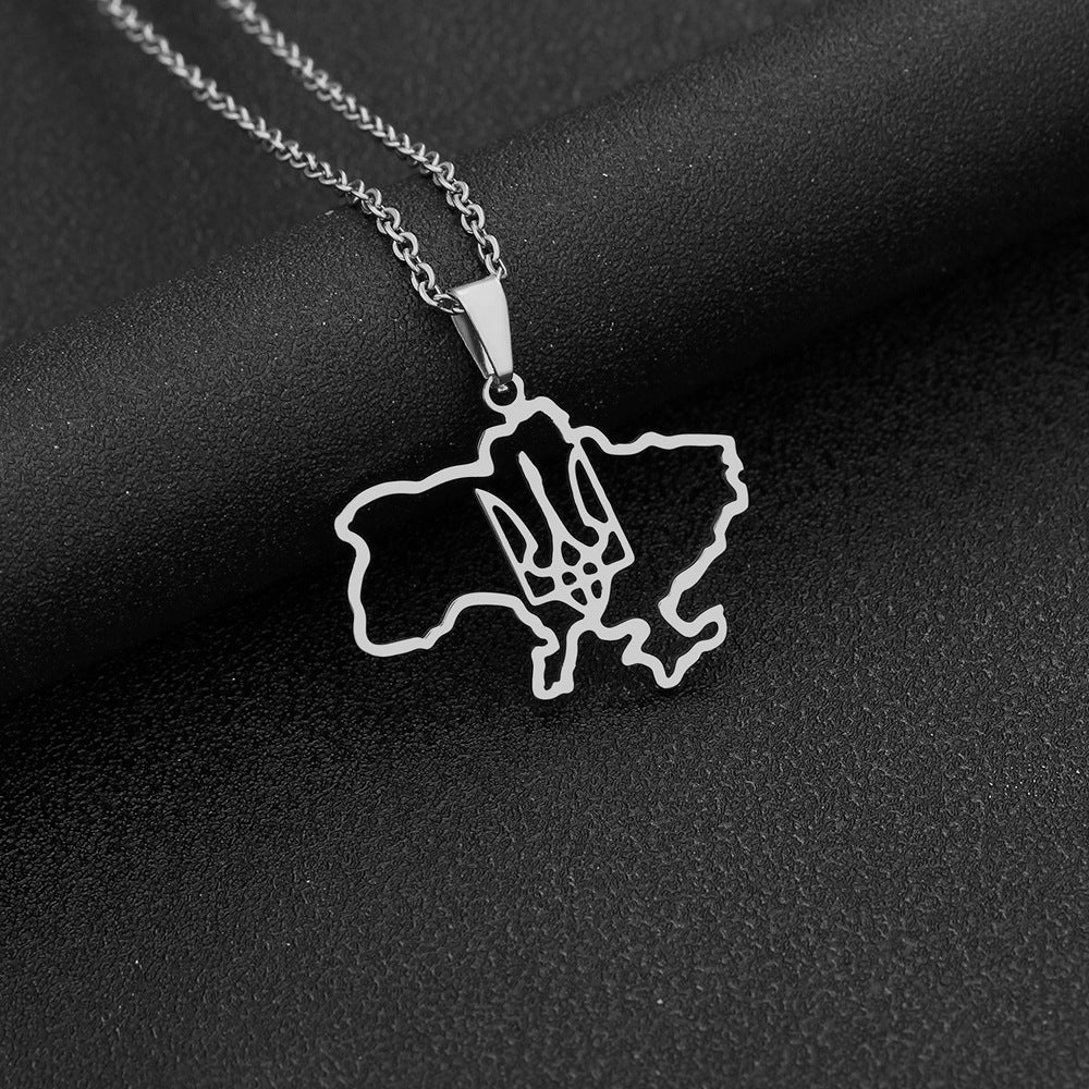 Collana con ciondolo geometrico etnico vintage da donna in acciaio inossidabile e titanio con finitura placcata, catena a O