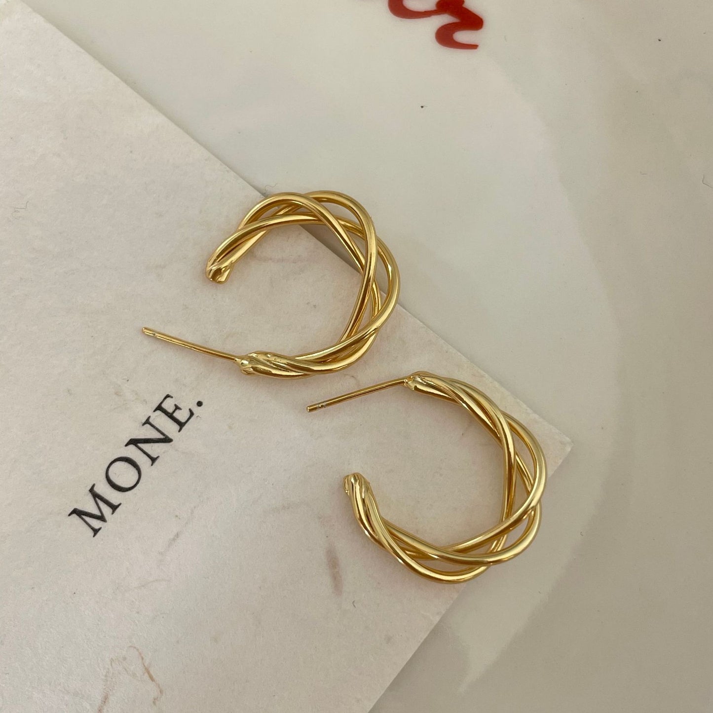 Minimalist 925 Sterling Silver Geometric Wave Hoop Earrings for Women