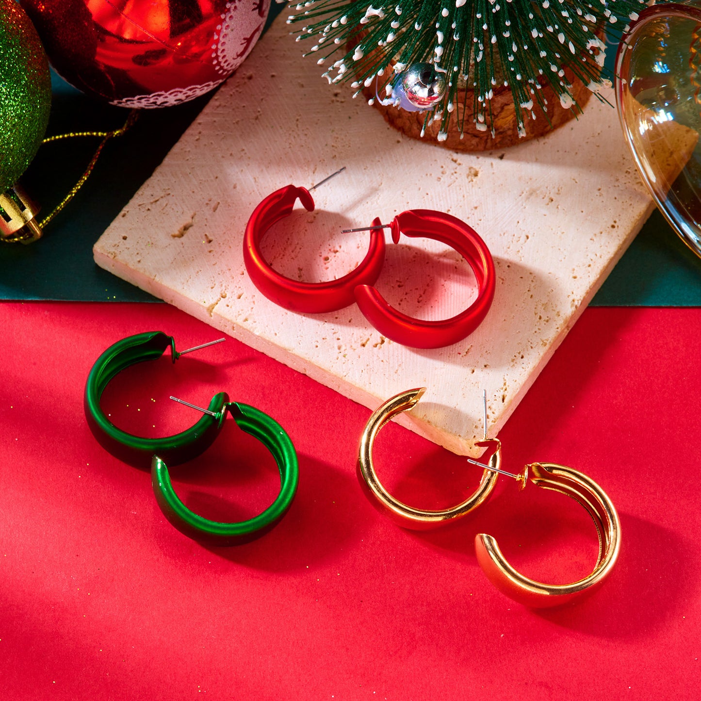 Pendientes de Aro en Espiral Geométrica de Aleación con Acabado Galvanizado para Mujer, Joyería de Moda para las Fiestas Navideñas