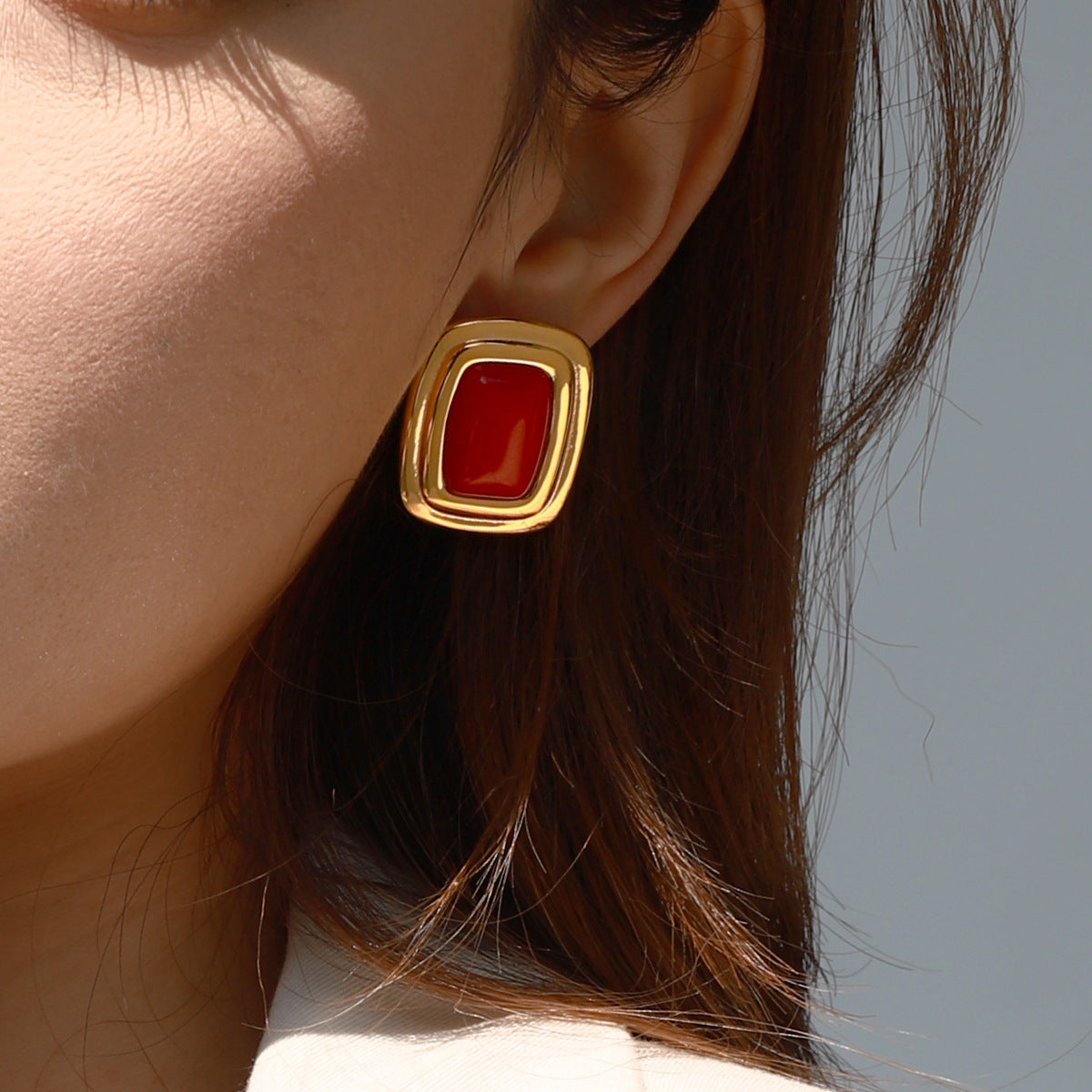 Minimalist Geometric Square Stainless Steel and Titanium Steel Plated Earrings for Women