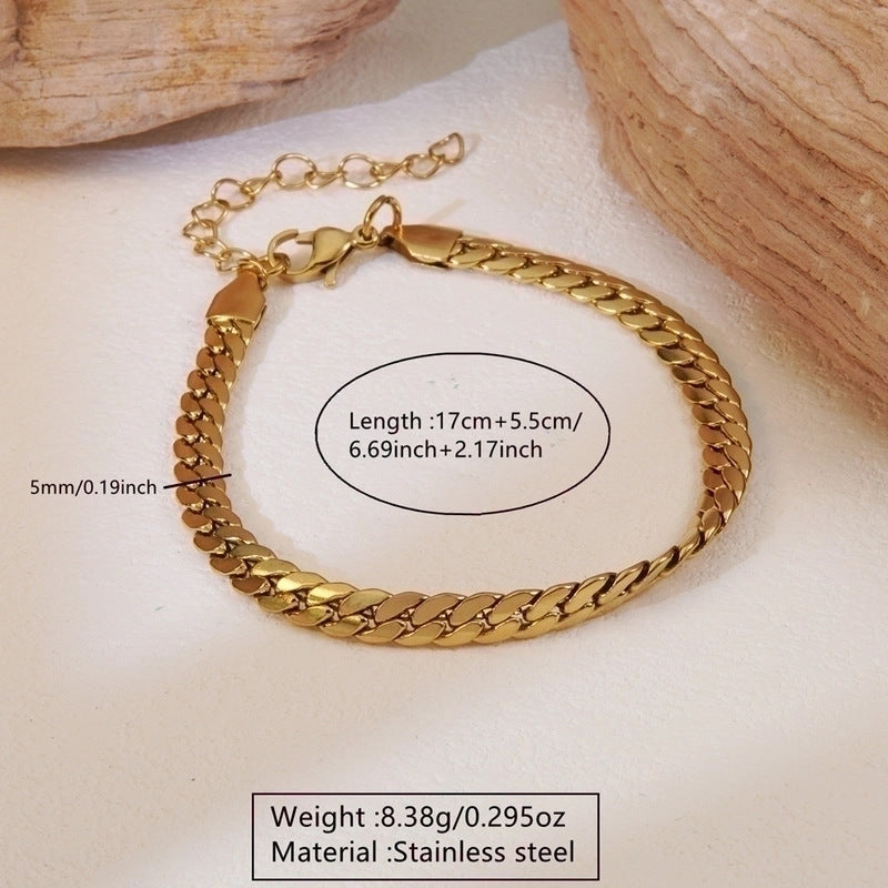 Vintage Sweet Heart Butterfly Geometric Titanium Steel Plated Bracelet for Women