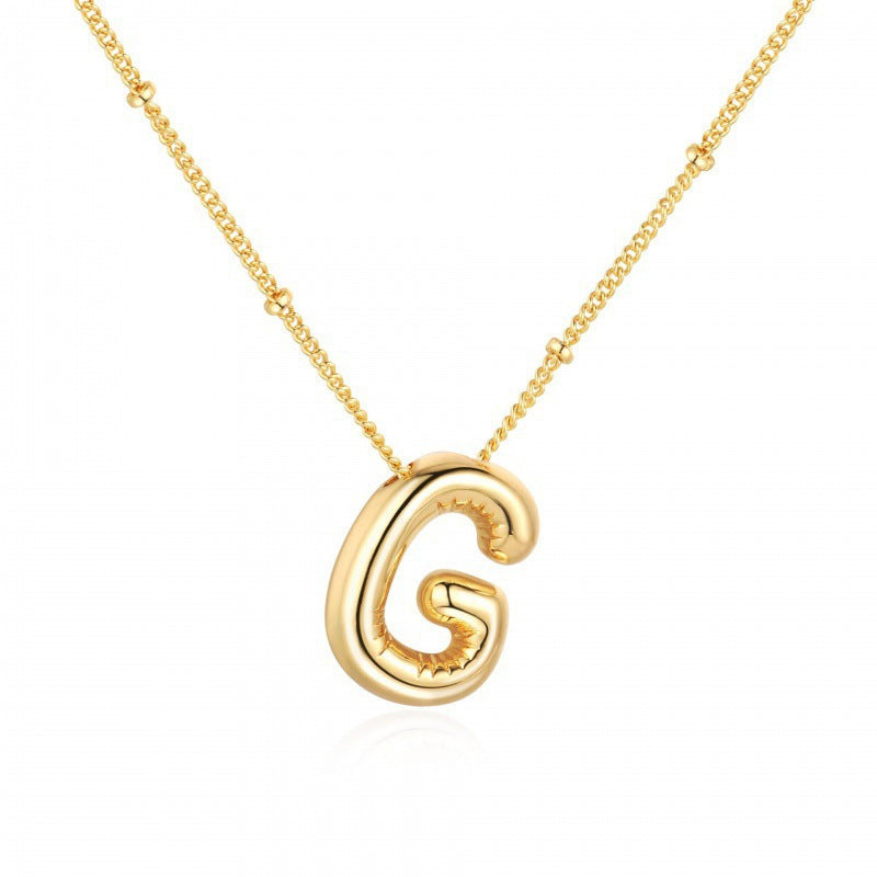 Gold Plated Brass Letter Pendant Necklace for Women