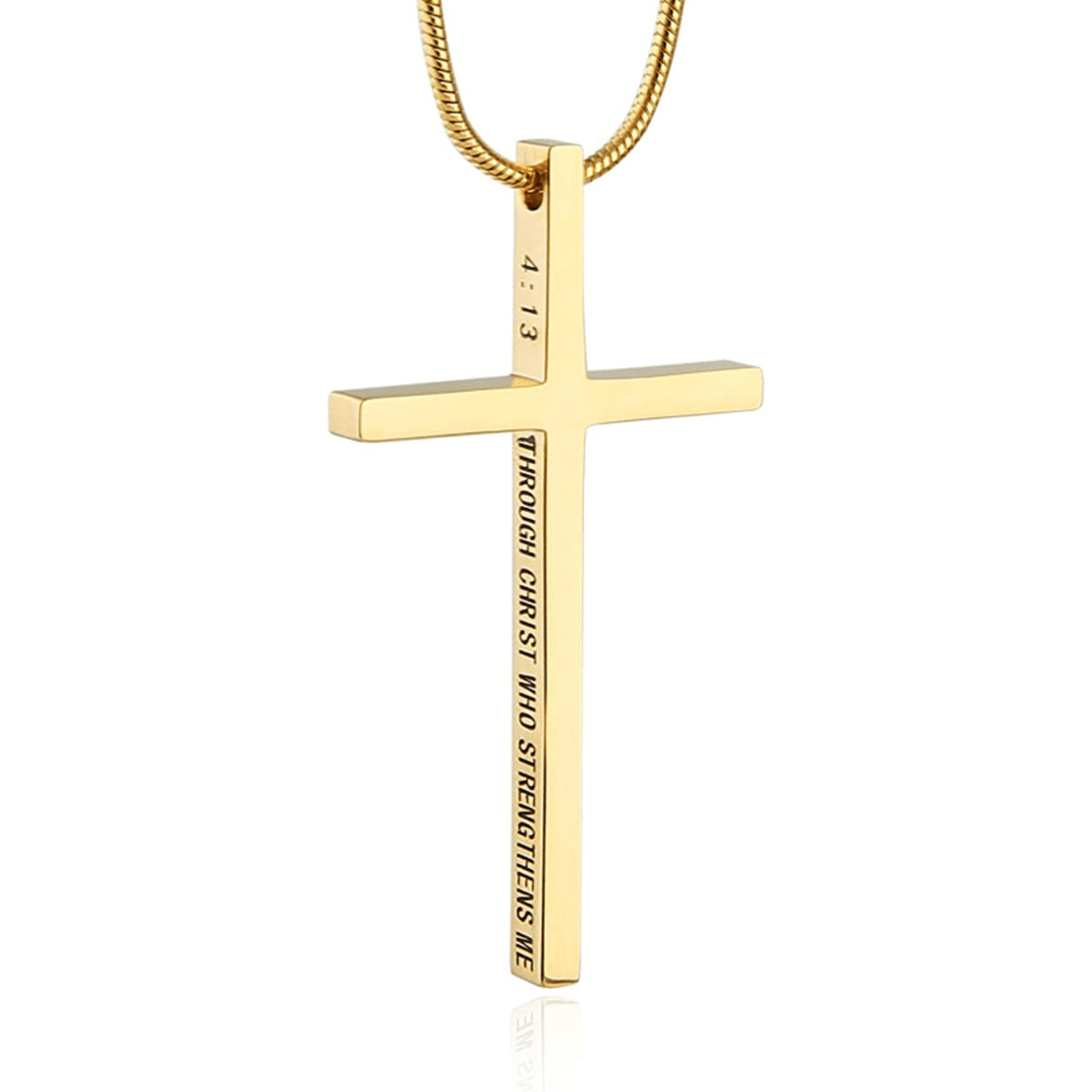 Minimalist Cross Pendant Necklace for Men and Women in Titanium Steel with 18K Gold Plated Snake Chain