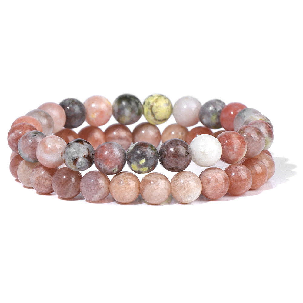 Vintage Business Geometric Natural Gemstone Beaded Bracelet Set for Unisex