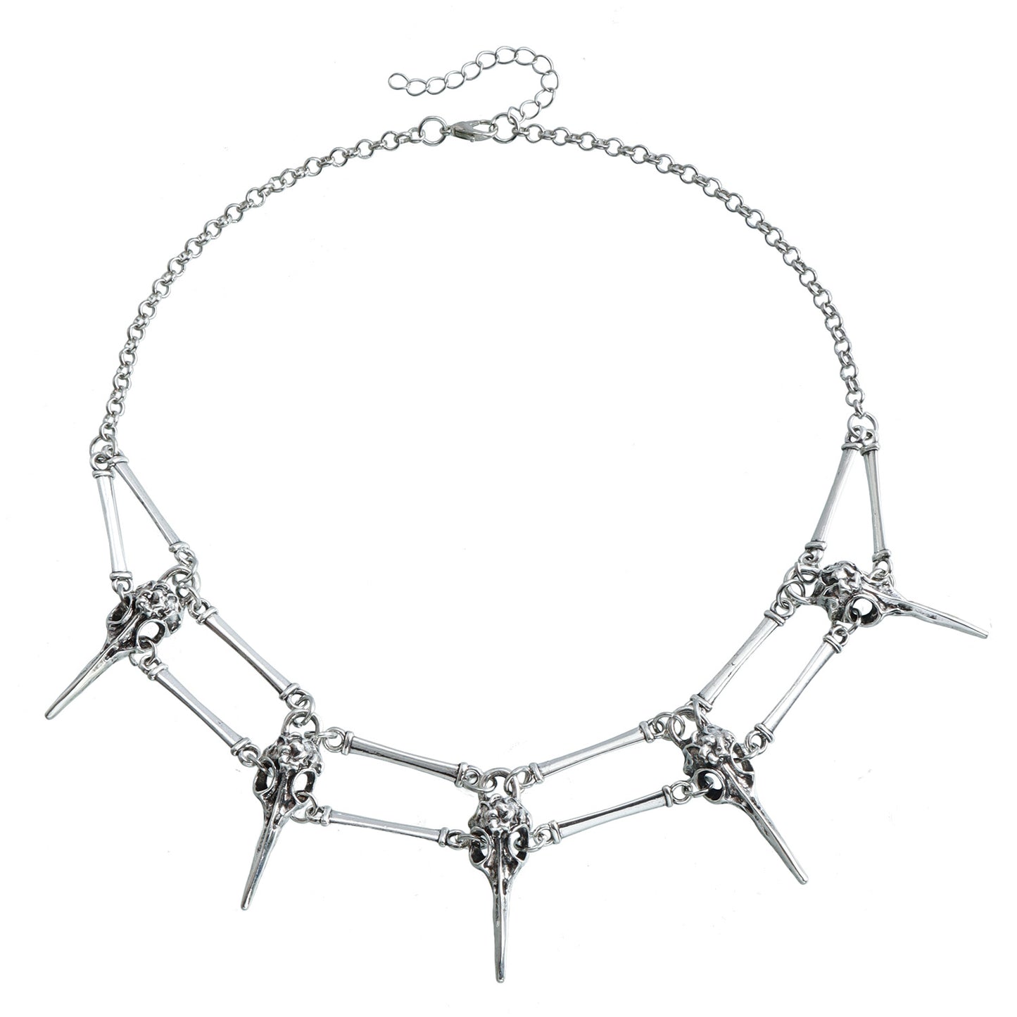 Gothic Vintage Bird Skull Pendant Necklace in Alloy with Plated Finish for Women