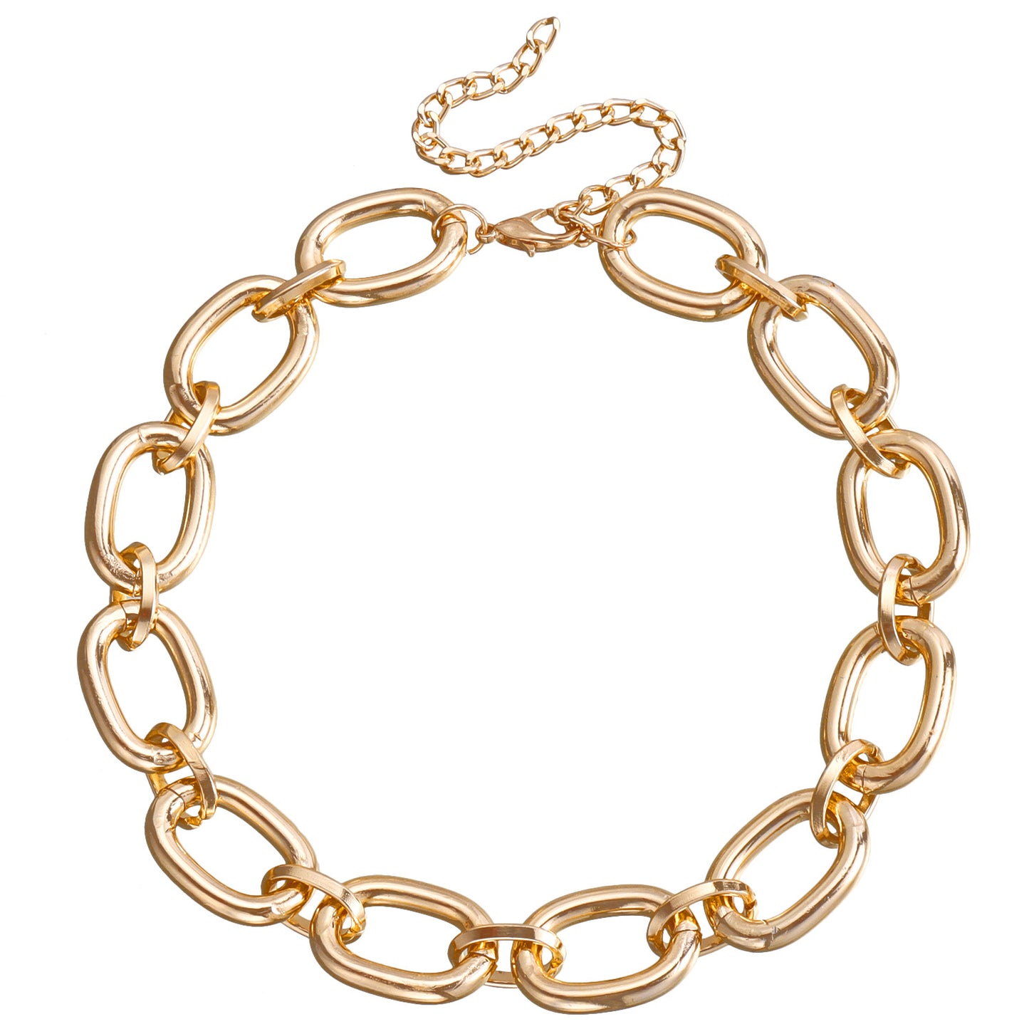 Punk Geometric Aluminum Necklace for Women with Electroplated Finish and Clavicle Chain Style