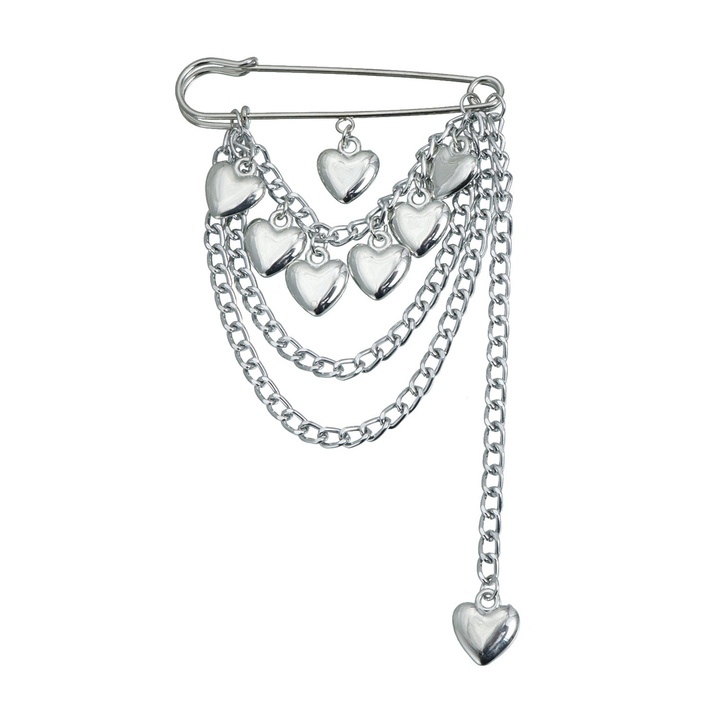 Vintage Elegant Heart Geometric Plated Alloy Brooch with Tassel Chain for Women