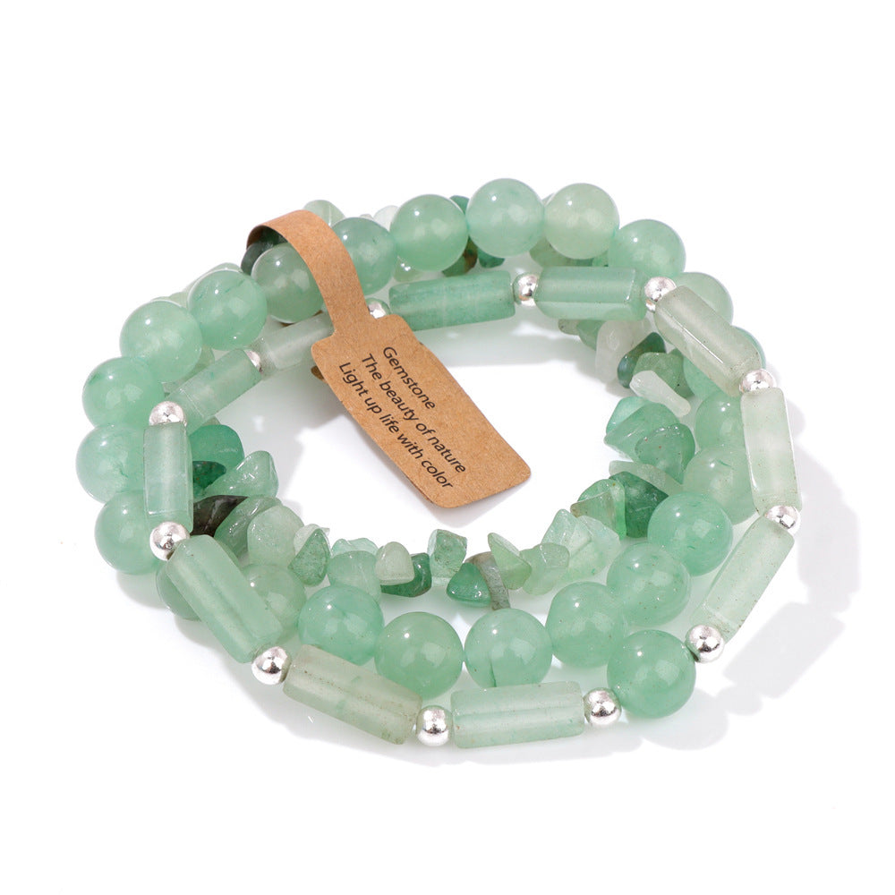 Vintage Geometric Rectangle Crystal Beaded Bracelet Set for Unisex