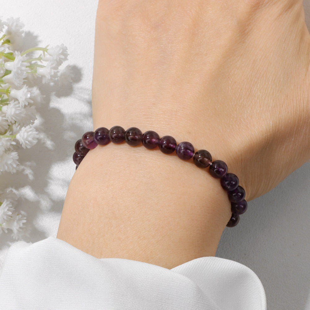 6mm Natural Crystal Beaded Bracelet Unisex Elastic Stretch Bangle