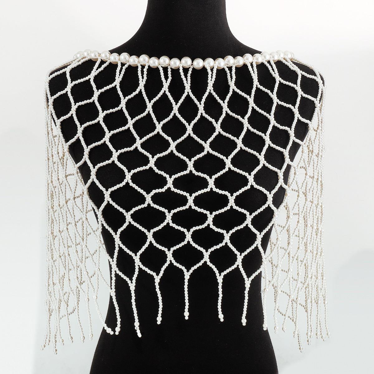 Catenina da corpo geometrica dolce e audace con perle finte, gioielli in stile lussuoso fatti a mano per donne