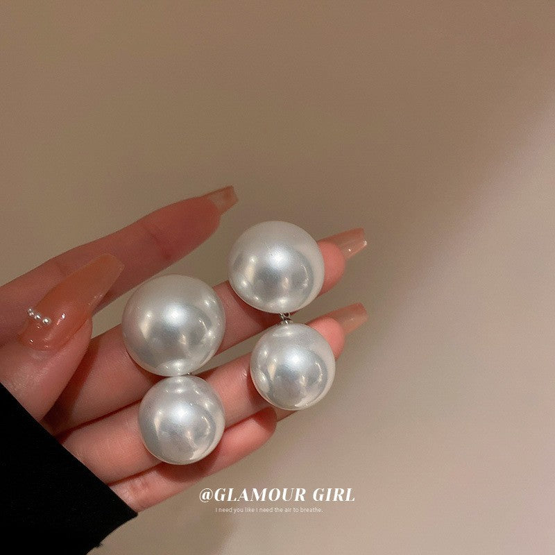 Orecchini a perno con perle stile vintage francese elegante con perni in acciaio placcato per donna, uso quotidiano, design rotondo geometrico minimalista, look di lusso