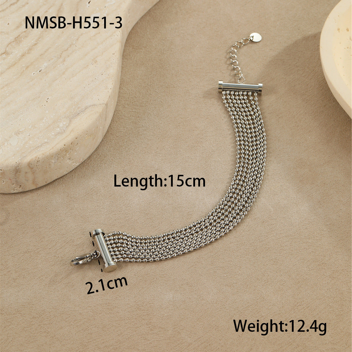 Fashionable Geometric Stainless Steel Multi-Layer Tassel Bracelet with Plated Finish for Women