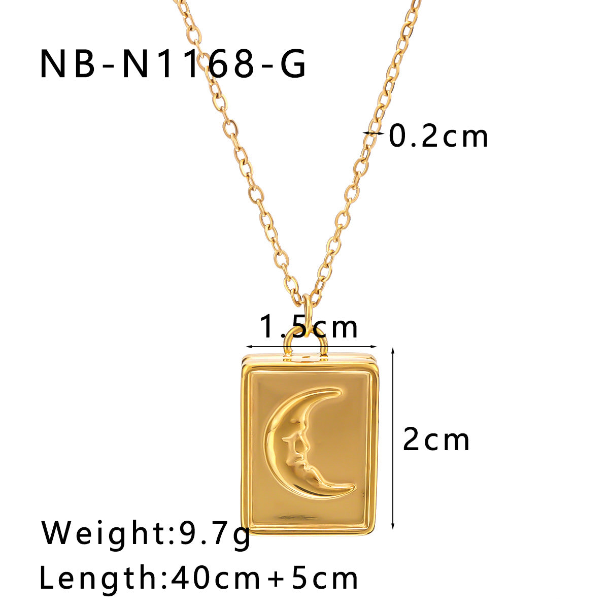 Minimalist Moon and Heart Shaped Enamel Pendant Necklace in Stainless Steel with 18K Vacuum Plated Finish for Women
