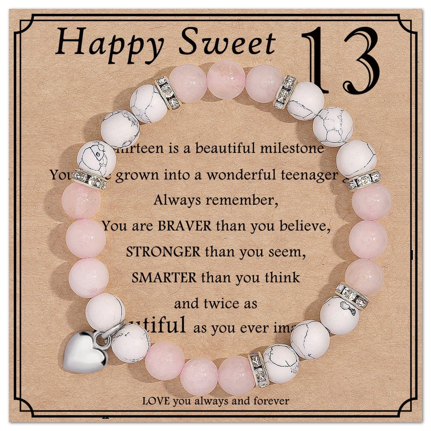 Geometric Heart Agate Beaded Bracelet for Women