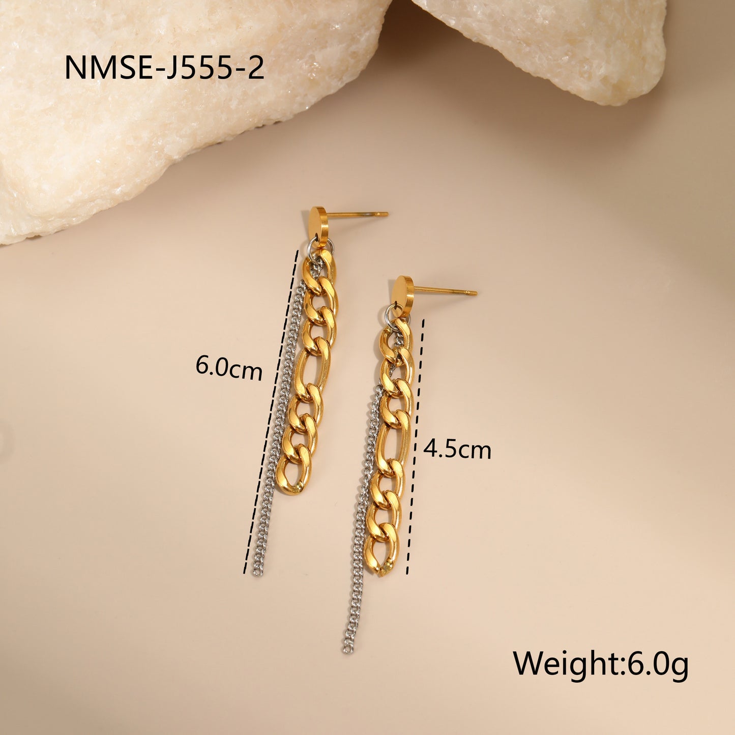 Collar de acero inoxidable con diseño geométrico y cadena chapada en oro y plata para mujer