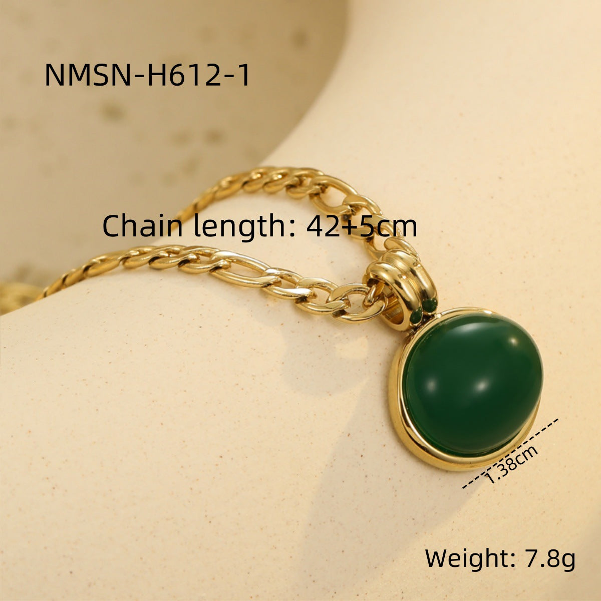 Collar vintage geométrico de circonita verde de acero inoxidable para mujer con baño de oro de 18 quilates, cadena de clavícula delicada