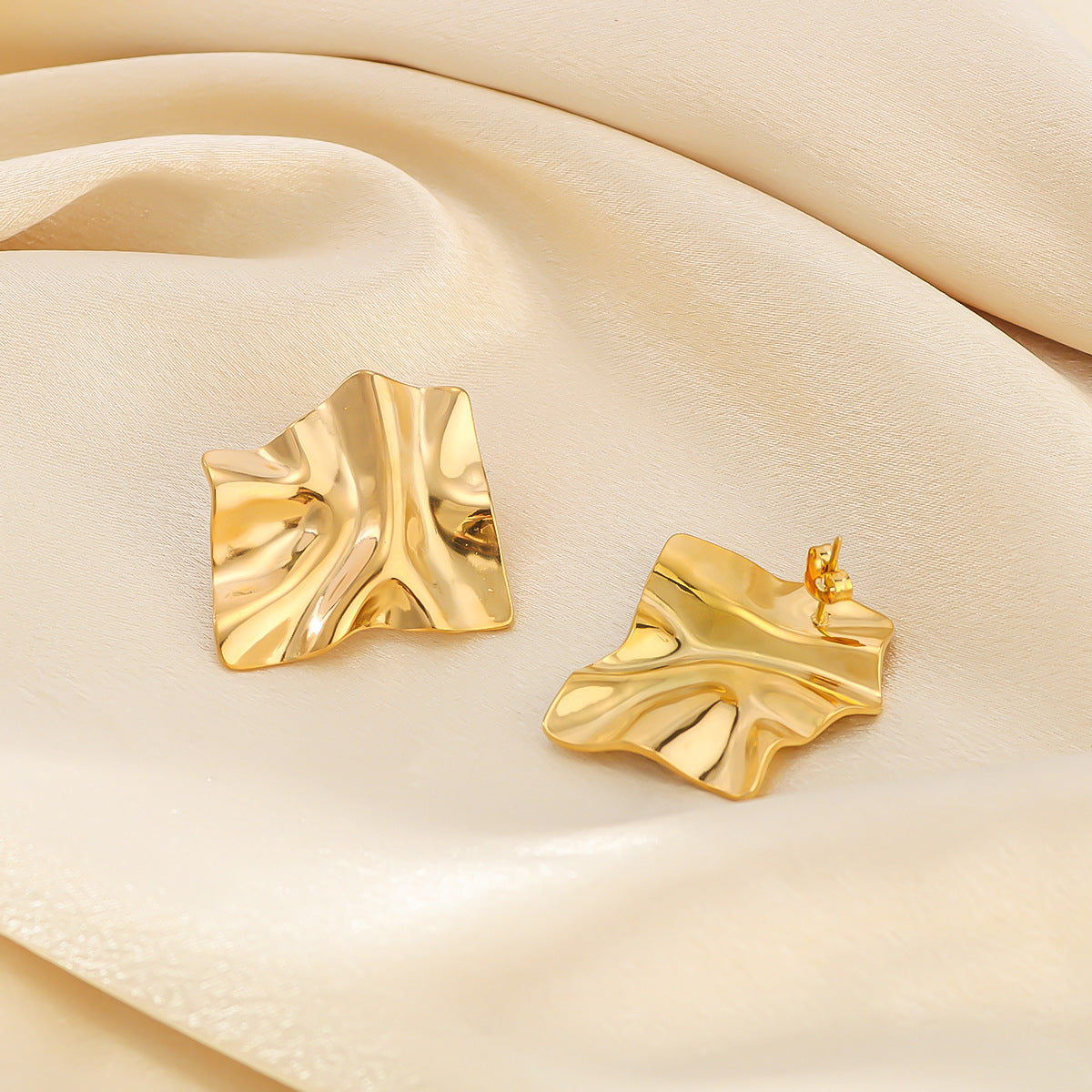 Minimalist Geometric Square Stainless Steel Earrings with 18K Gold Plating for Women