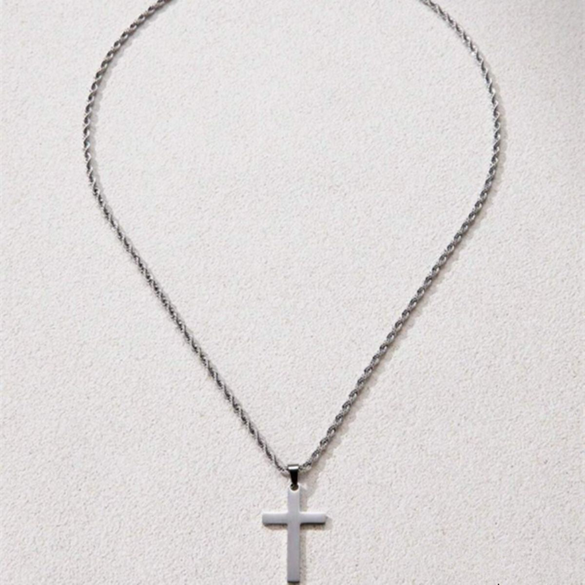 Minimalist Geometric Stainless Steel Cross Pendant Necklace with Polished Finish for Unisex Daily Wear