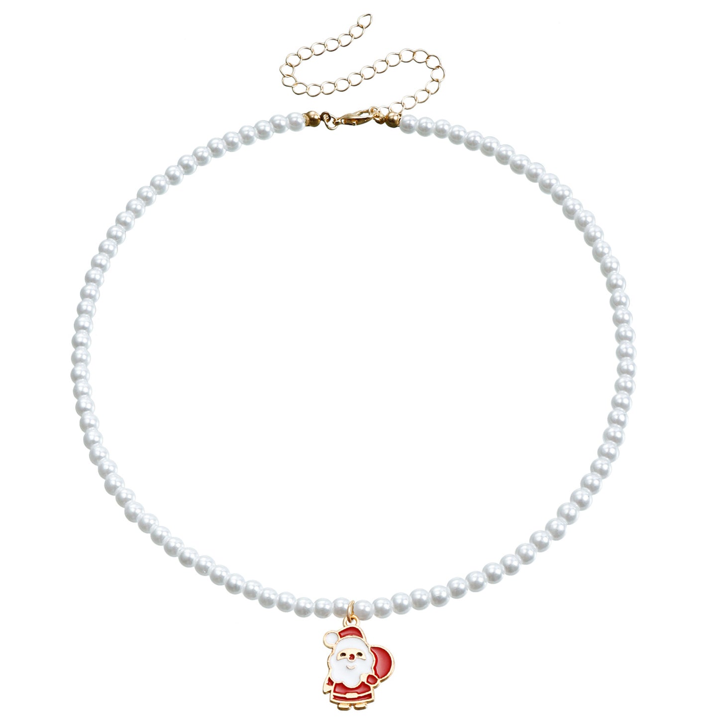 Minimalist Geometric Snowflake Pendant Necklace with Enamel Finish and Pearl Chain for Women
