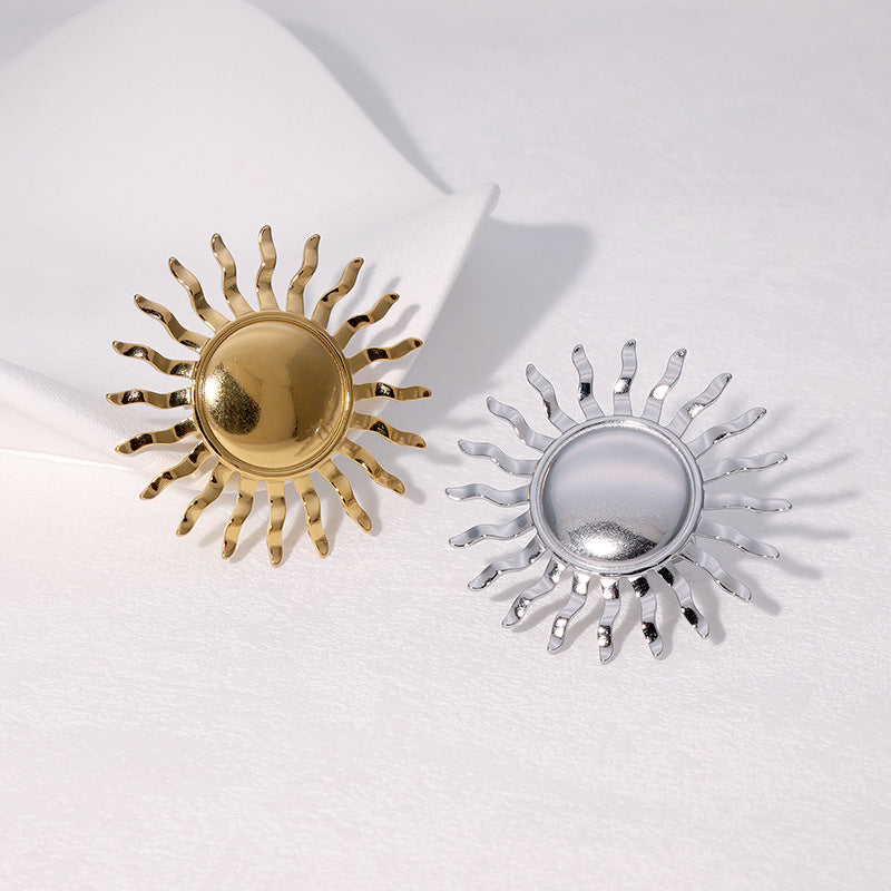 Anello Aperto Girasole Minimalista Vintage Gioielli in Acciaio Inossidabile Placcato Oro 18K da Donna