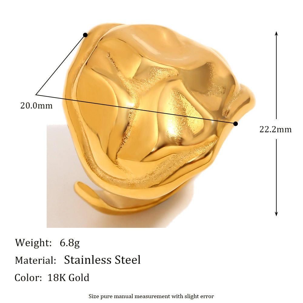 Fashion Geometric Stainless Steel Ring with 18K Gold Plating and Snake Head Design for Women