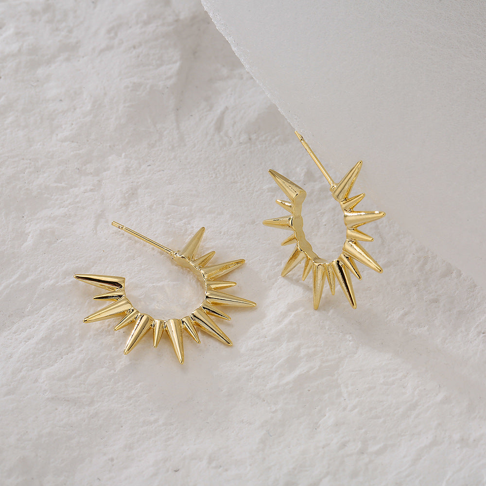 Orecchini a Perno Geometrici Irregolari da Donna in Rame con Placcatura in Oro 18K e Perni in Argento Sterling 925