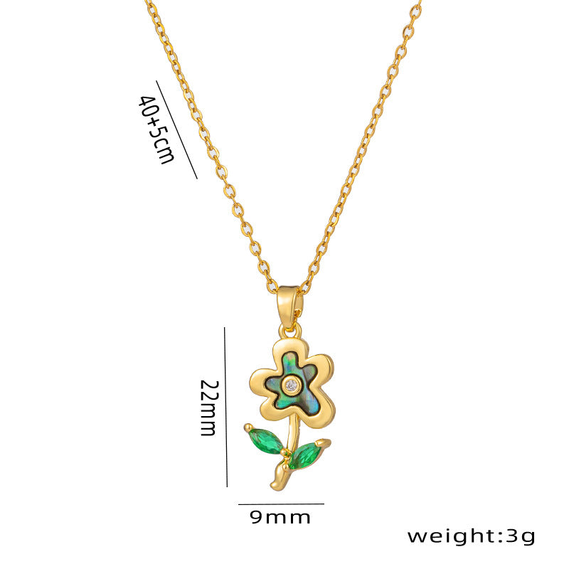 Collar de Lujo con Colgante de Rosa Floral de Acero de Titanio con Baño de Oro de 18K y Cadena O para Mujer