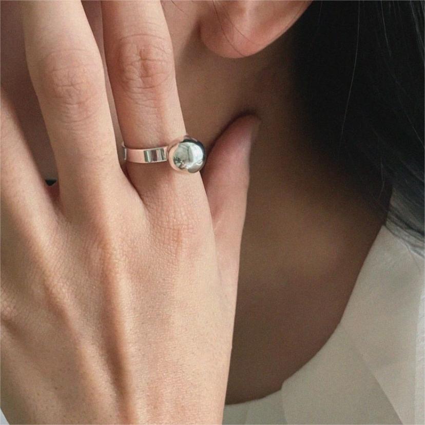 Anello da donna in argento sterling 925 a cuore geometrico minimalista