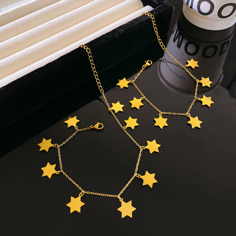 Six-Pointed Star Titanium Steel Plated Bracelet Unisex