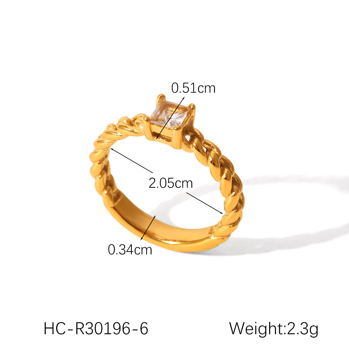 Anello da donna minimalista in acciaio inossidabile placcato oro 18 carati con intarsio di strass
