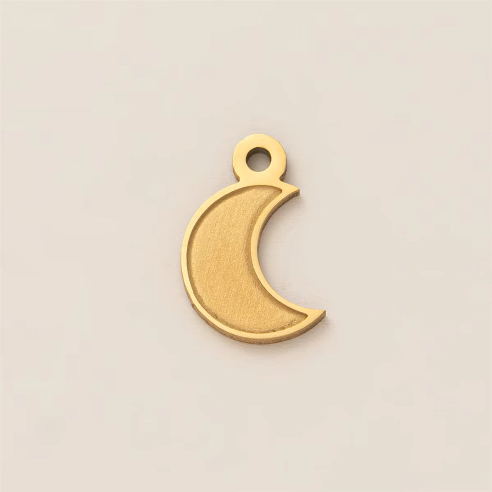 Ciondolo Bar Vintage in Acciaio Inossidabile Placcato Oro 18K con Motivo Geometrico Sole, Luna e Stella