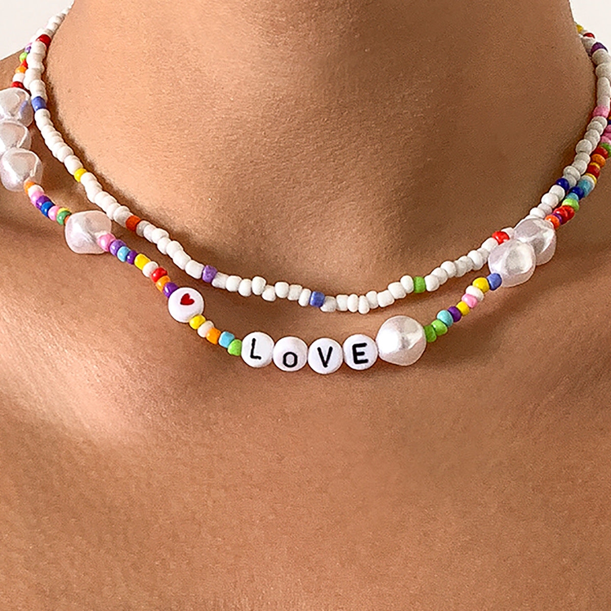 Minimalist Geometric Resin Pearl Letter Necklace for Women with Braided Pendant and Round Bead Chain