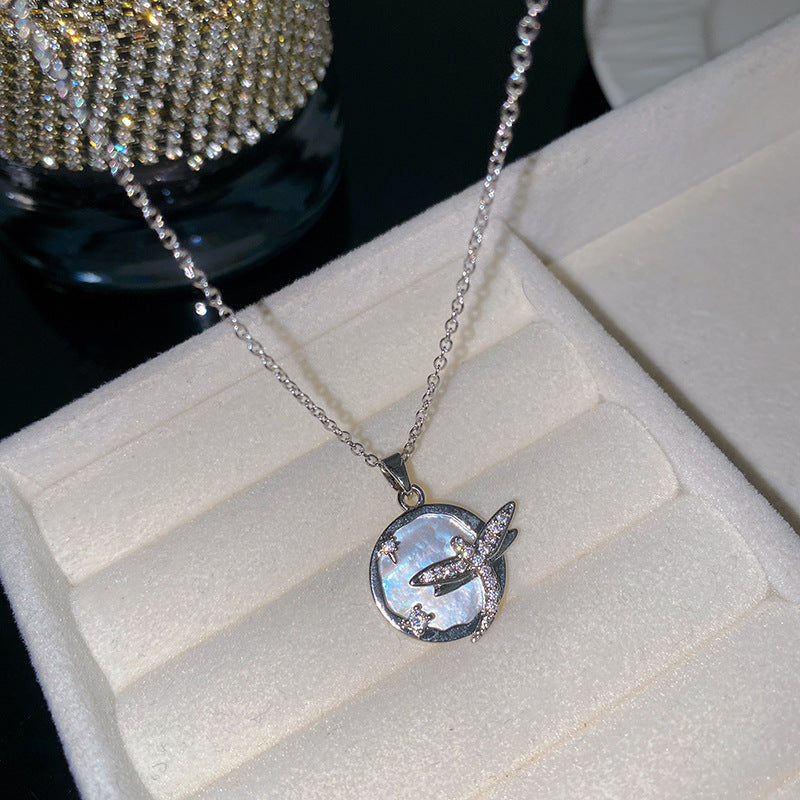 Sweet Butterfly Micro-Set Cubic Zirconia Brass Pendant Gold Plated Titanium Steel Necklace Cable Chain