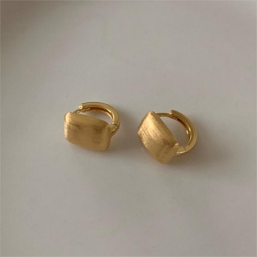 Minimalist Geometric Letter-Shaped 925 Sterling Silver Earrings with Polished Finish for Women