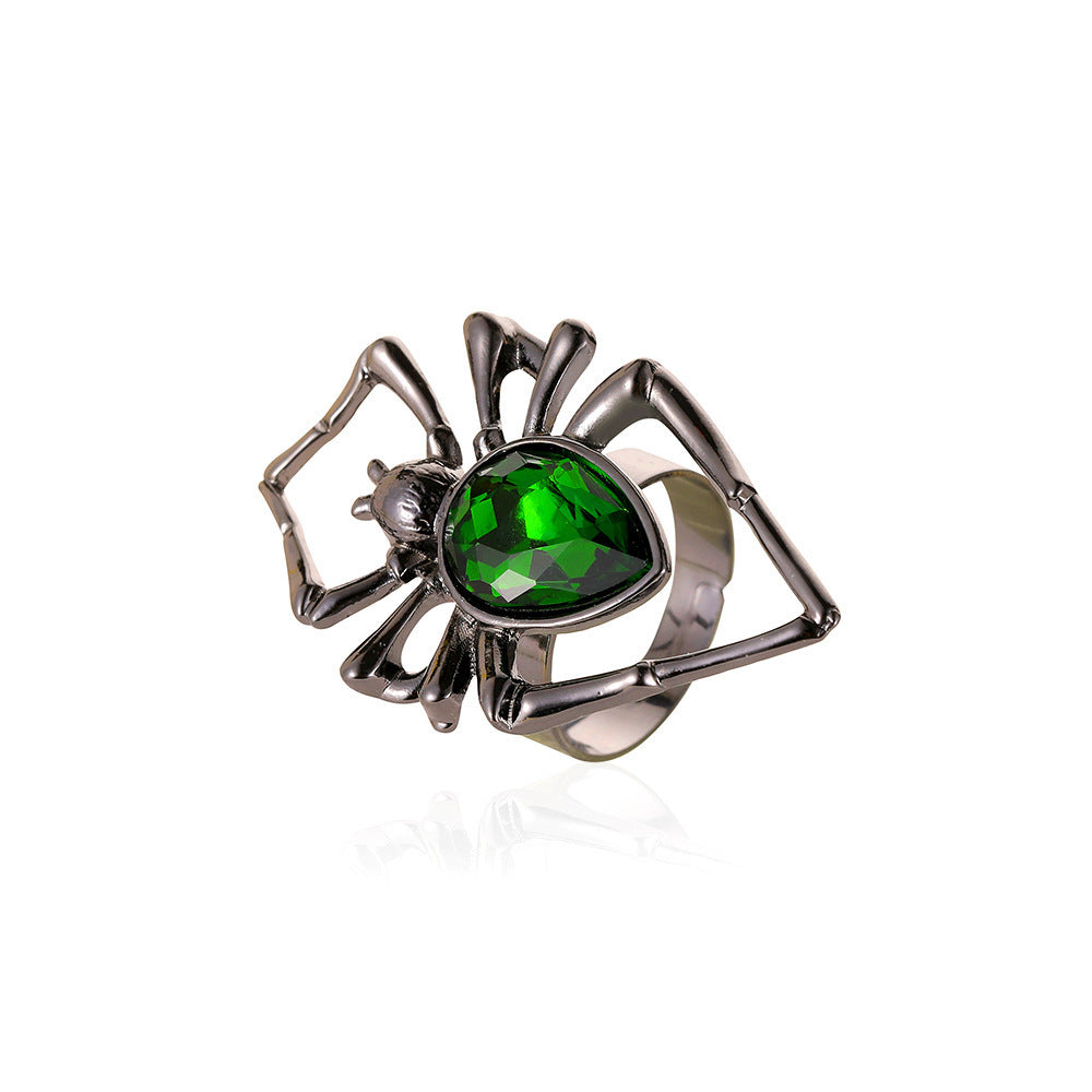 Set de Collar Colgante Araña de Halloween con Pendientes y Anillo de Aleación con Acabado Chapado para Mujer
