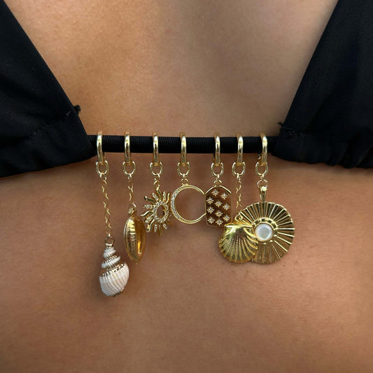 Vintage Geometric Stainless Steel 18K Gold Plated PVD Bikini Clasp Charm Bar Necklace for Unisex