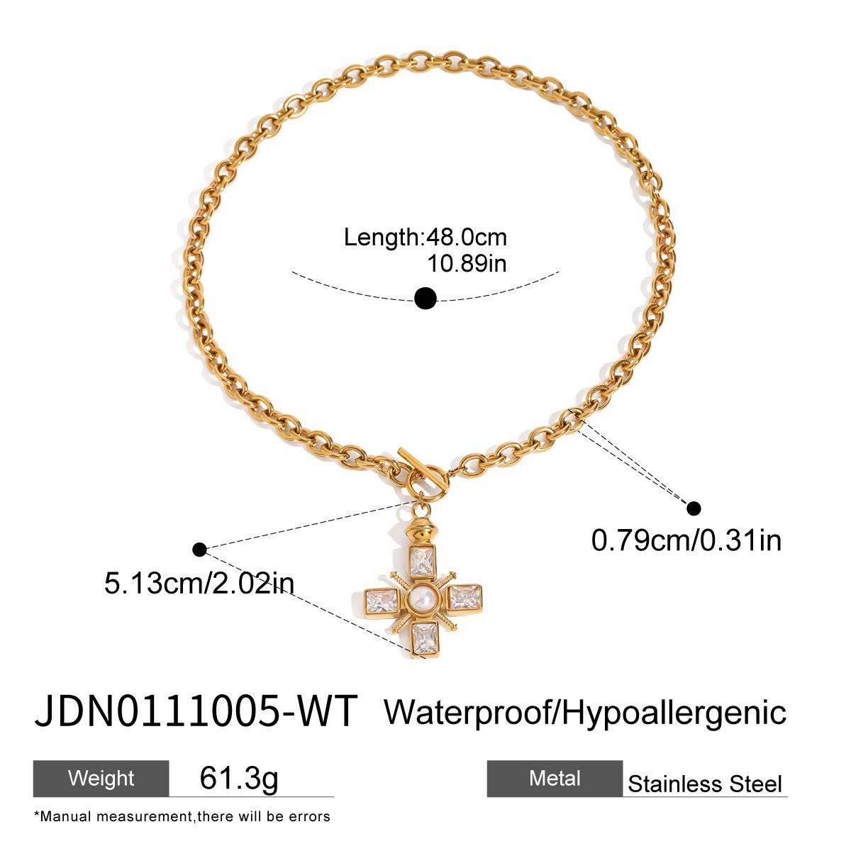 Minimalist Stainless Steel Cross Pendant Necklace Titanium Steel Plated Geometric Design for Women